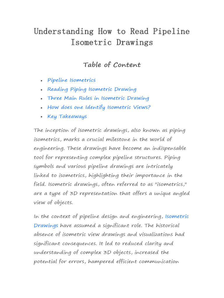 Reading Pipeline Isometric Drawings | PDF | Pipe (Fluid Conveyance ...