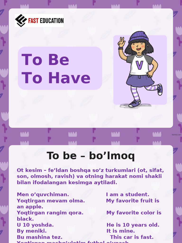English Grammar: To Be and To Have | PDF | Languages | Foreign Language ...