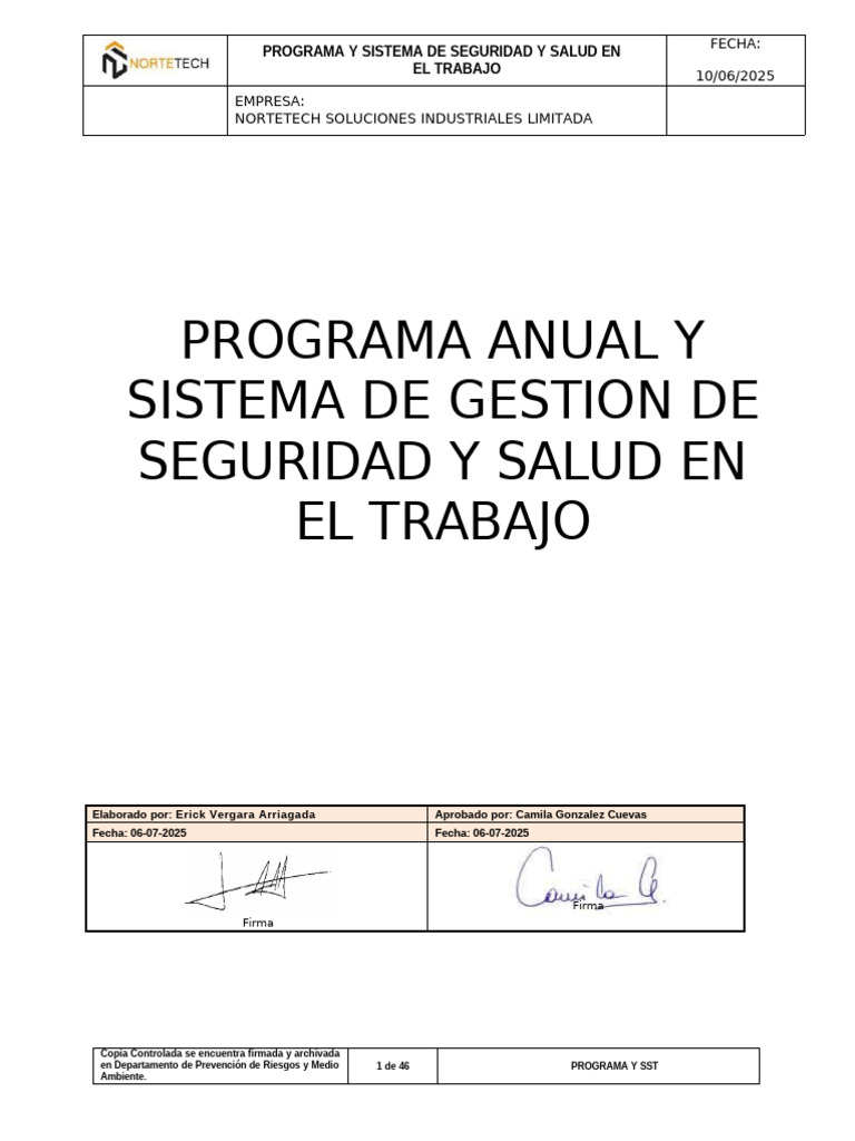 Programa de Seguridad y Salud Laboral | PDF | La seguridad informática ...
