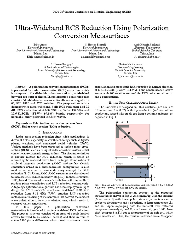 RCS Reduction with Polarization Metasurfaces | PDF | Telecommunications ...