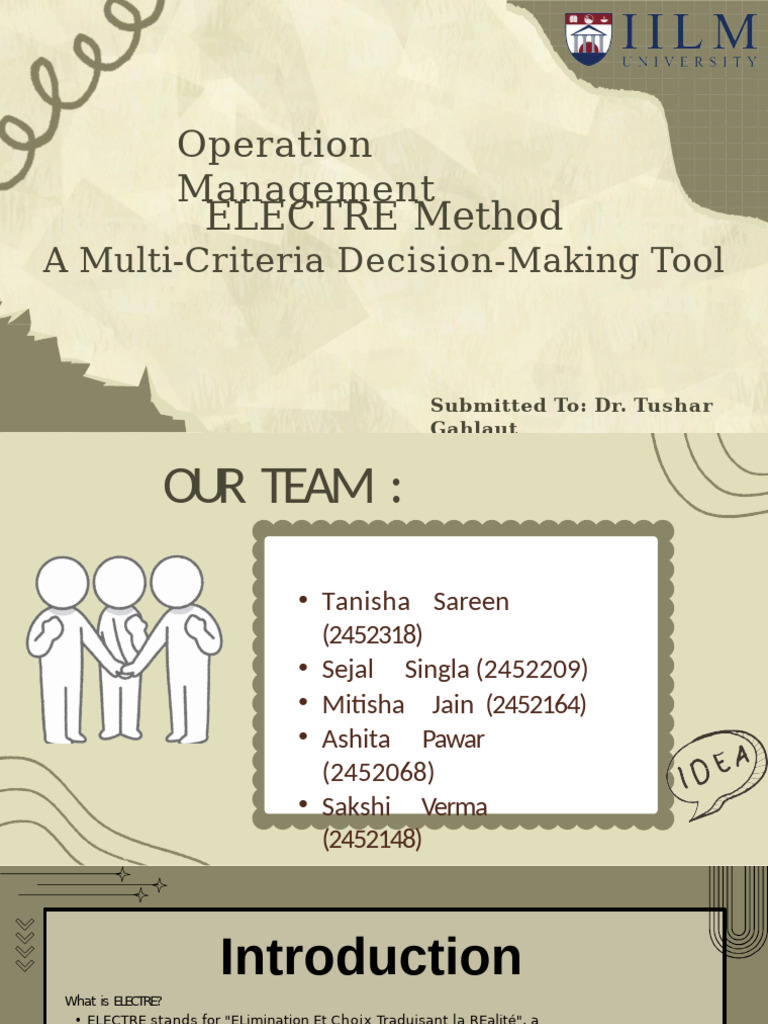 Overview of the ELECTRE Method | PDF | Decision Making | Applied ...