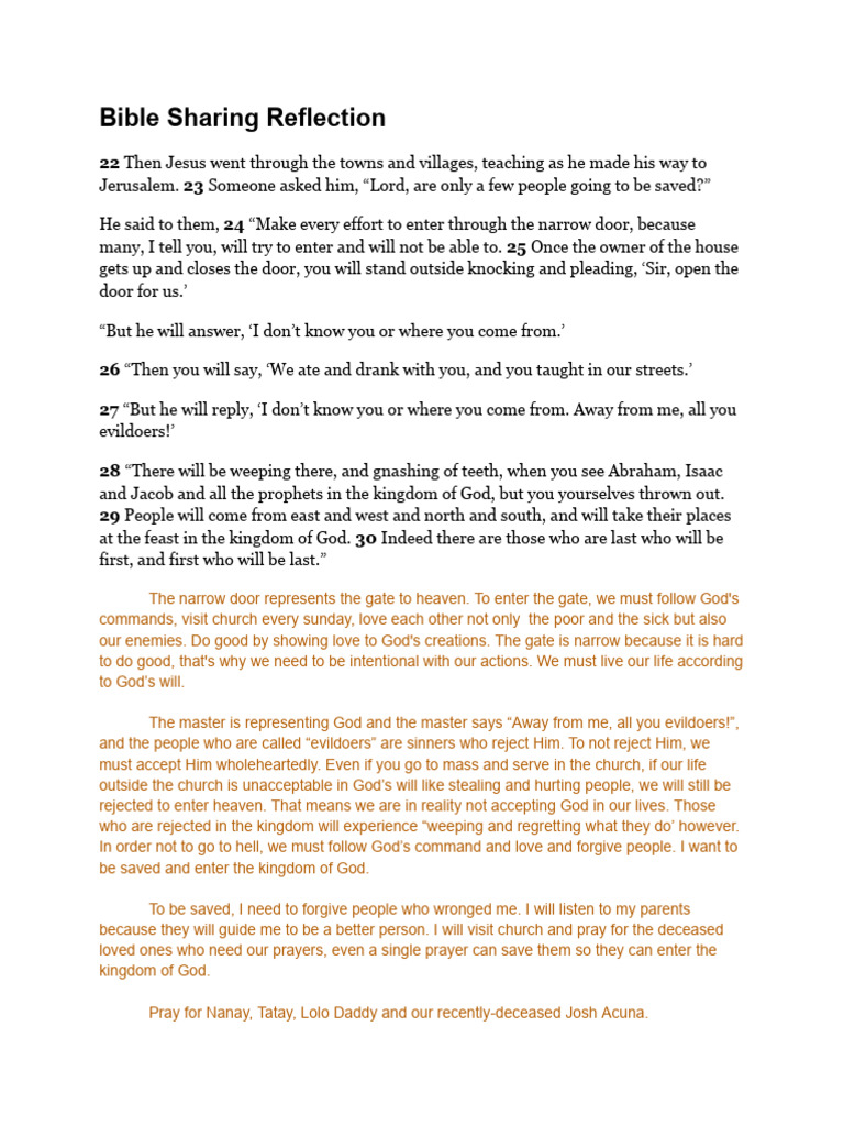 Reflection on Salvation and Forgiveness | PDF | Abraham | Religious ...