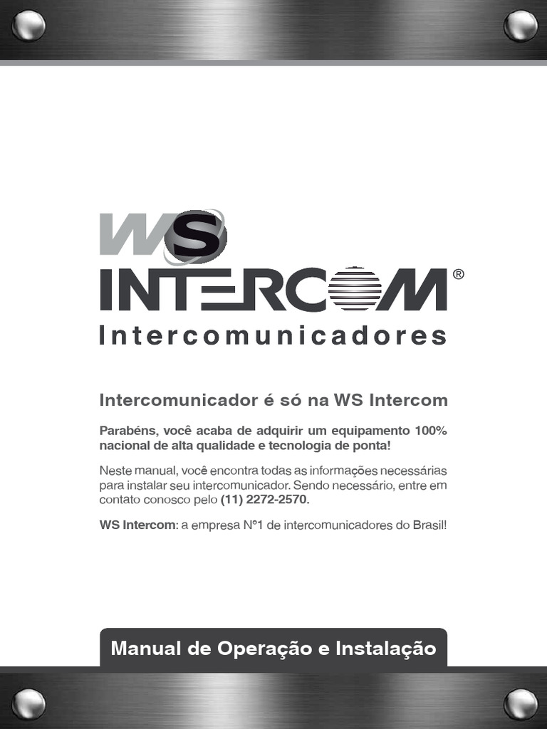 Manual do Intercomunicador WS IT/07 | PDF | Fonte de energia | Parafuso