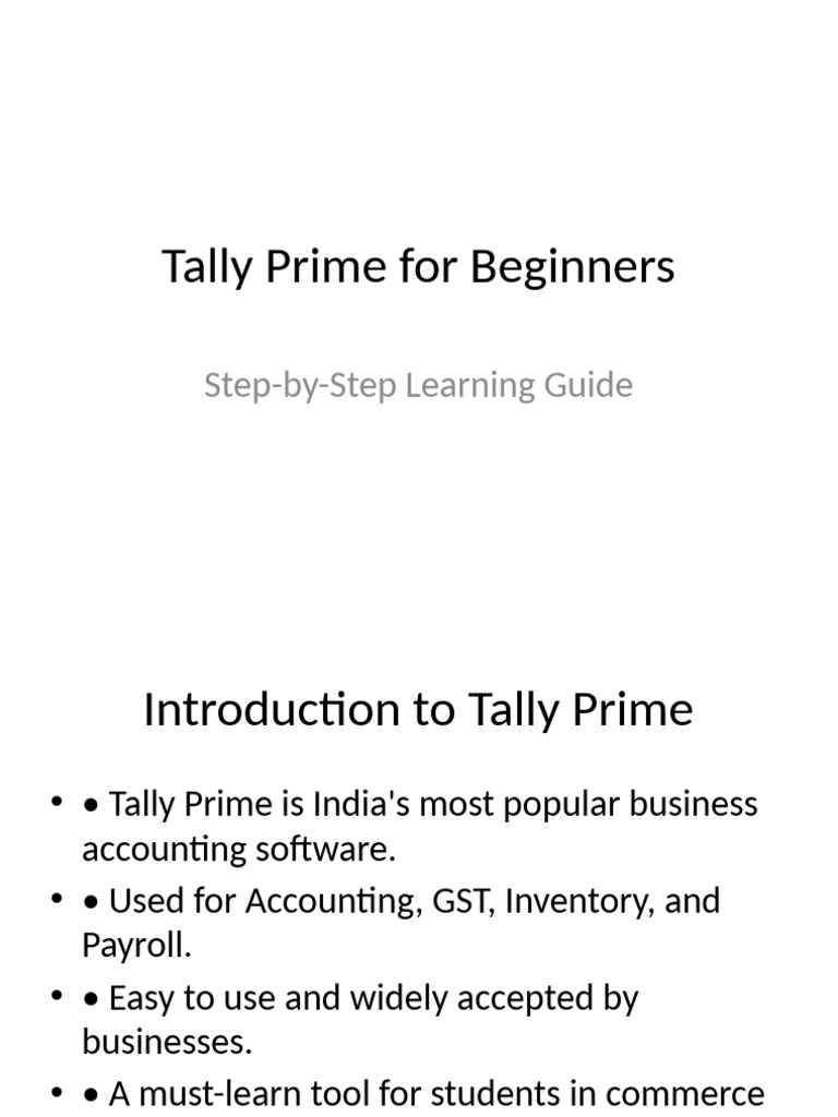 Tally Prime: A Beginner's Guide | PDF