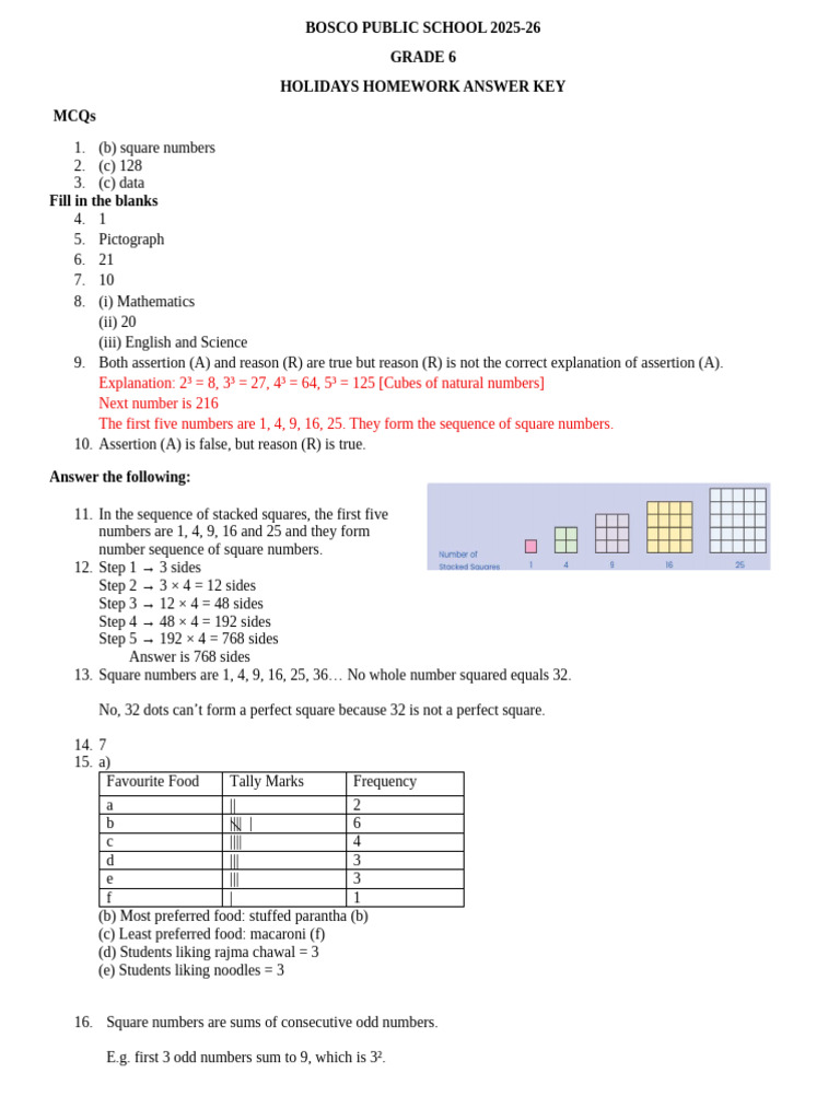 Grade 6 Holiday Homework Answer Key | PDF | Chess | Chess Theory