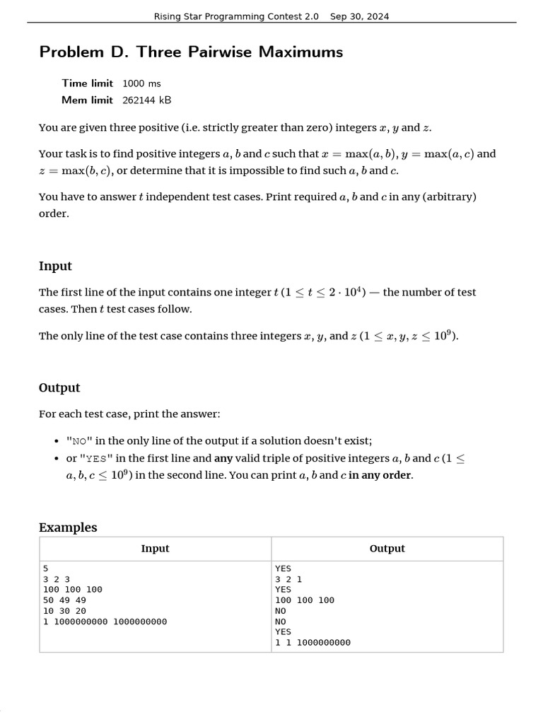 Find Positive Integer Triples | PDF