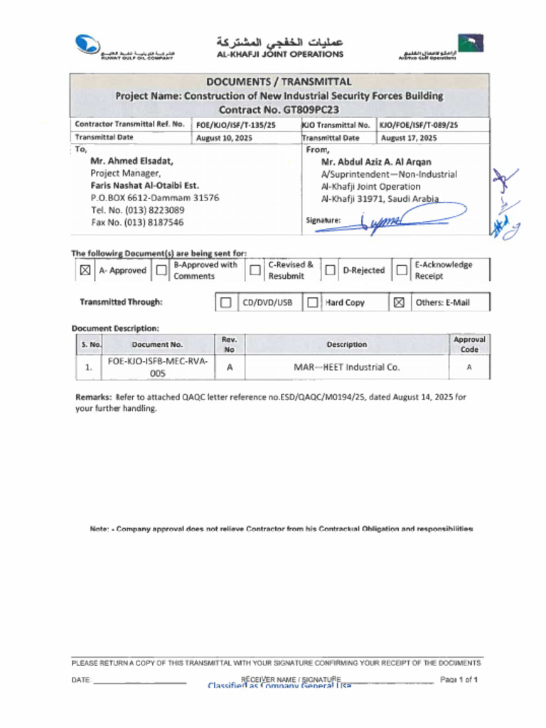 Kjo Foe Isf T 089 25 Mar-Heet Industrial Co. | PDF