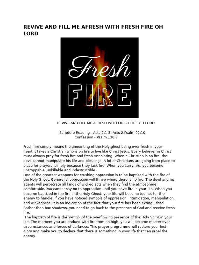 Fresh Fire Prayer Points for Baptism | PDF | Baptism | Holy Spirit
