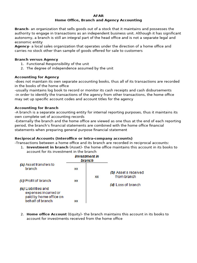 Branch vs Agency Accounting Guide | PDF | Debits And Credits | Depreciation