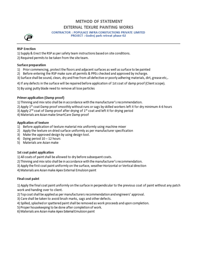 External Painting Method Statement | PDF