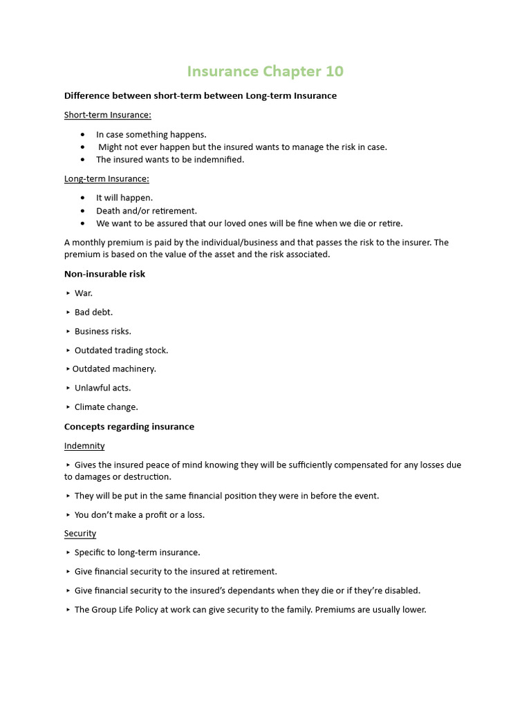 Insurance Chapter 10 Ieb Matrix | PDF | Insurance | Employment