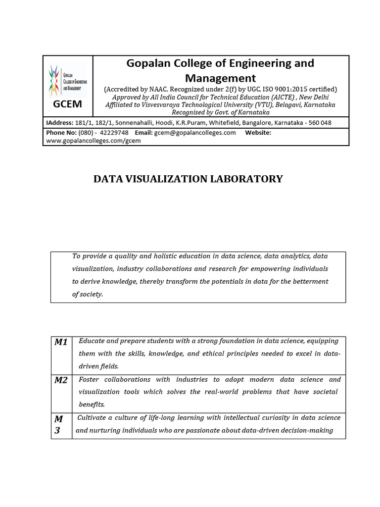 Data Visualization Lab Manual Overview | PDF | Microsoft Excel ...