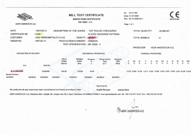 Cheq Plate 6+1 S275JR | PDF
