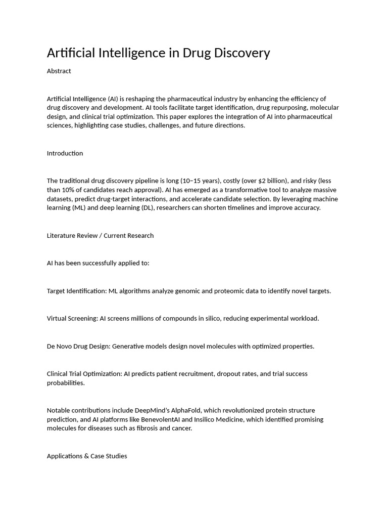 AI Transforming Drug Discovery Process | PDF | Artificial Intelligence ...