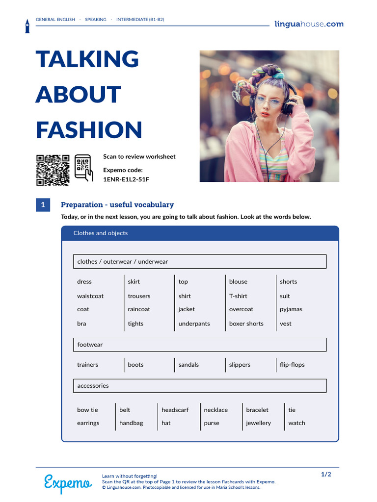 Intermediate English: Fashion Discussion Guide | PDF | Fashion | Clothing