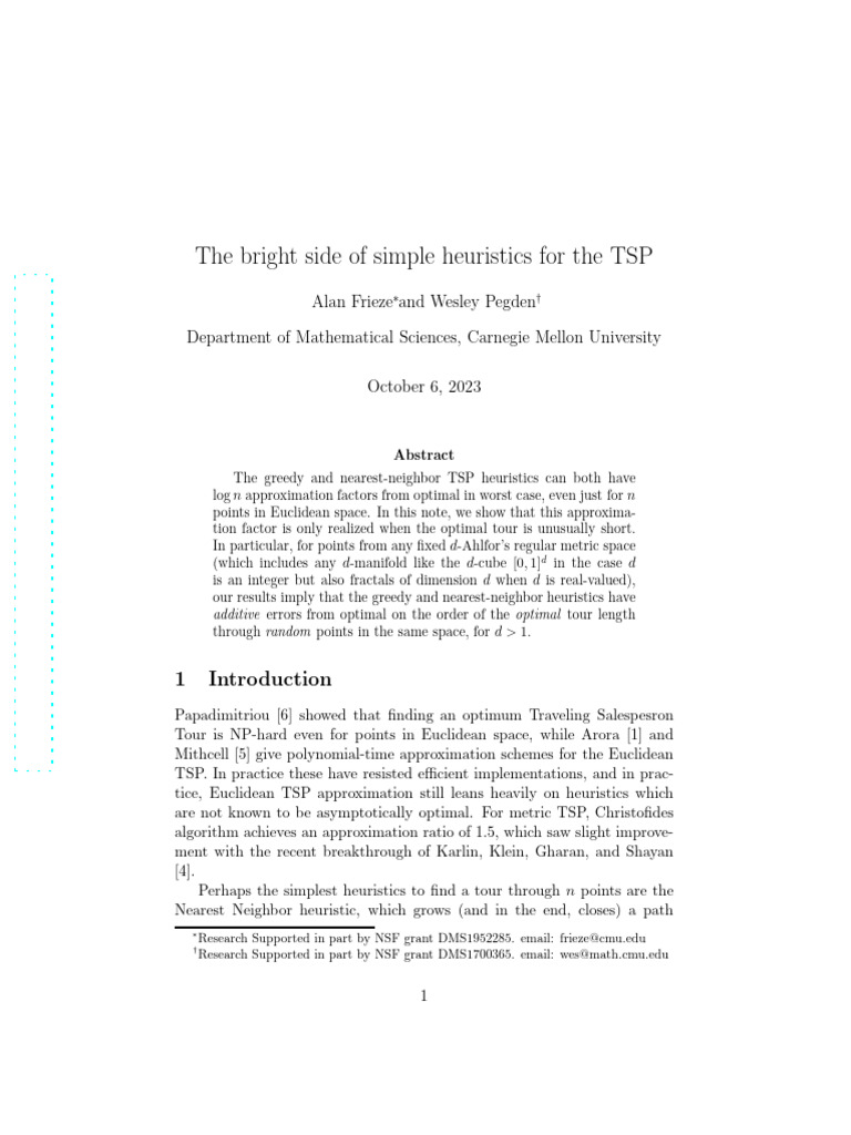 The Bright Side of Simple Heuristics For The TSP | PDF | Mathematical ...