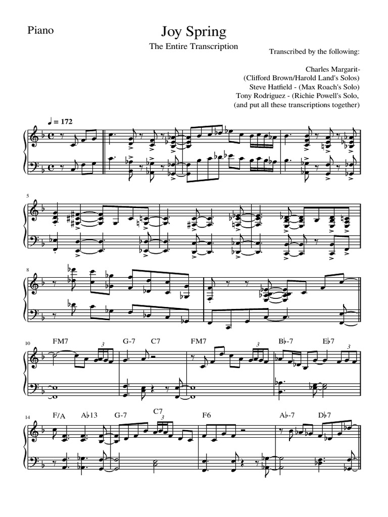 Joy Spring Piano Transcriptions | PDF | Musicians | American Music People