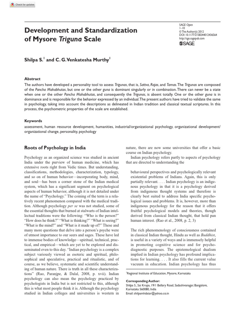 Development of Mysore Triguna Scale | PDF | Validity (Statistics ...