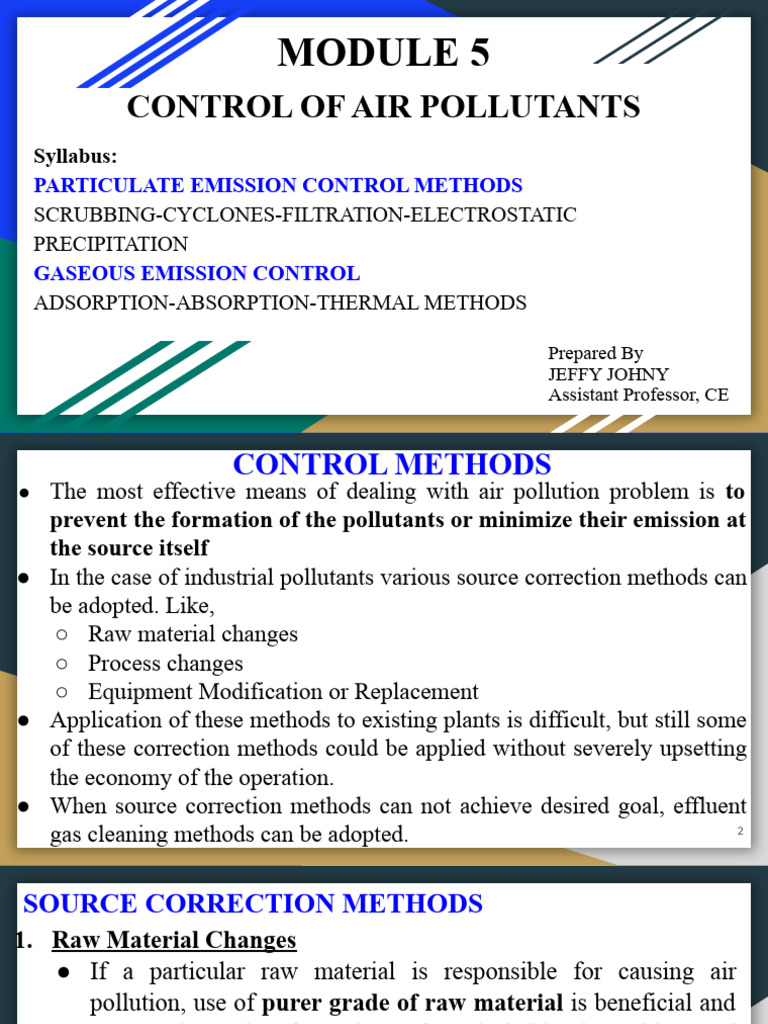 Air Pollutant Control Methods Guide | PDF | Adsorption | Industrial ...