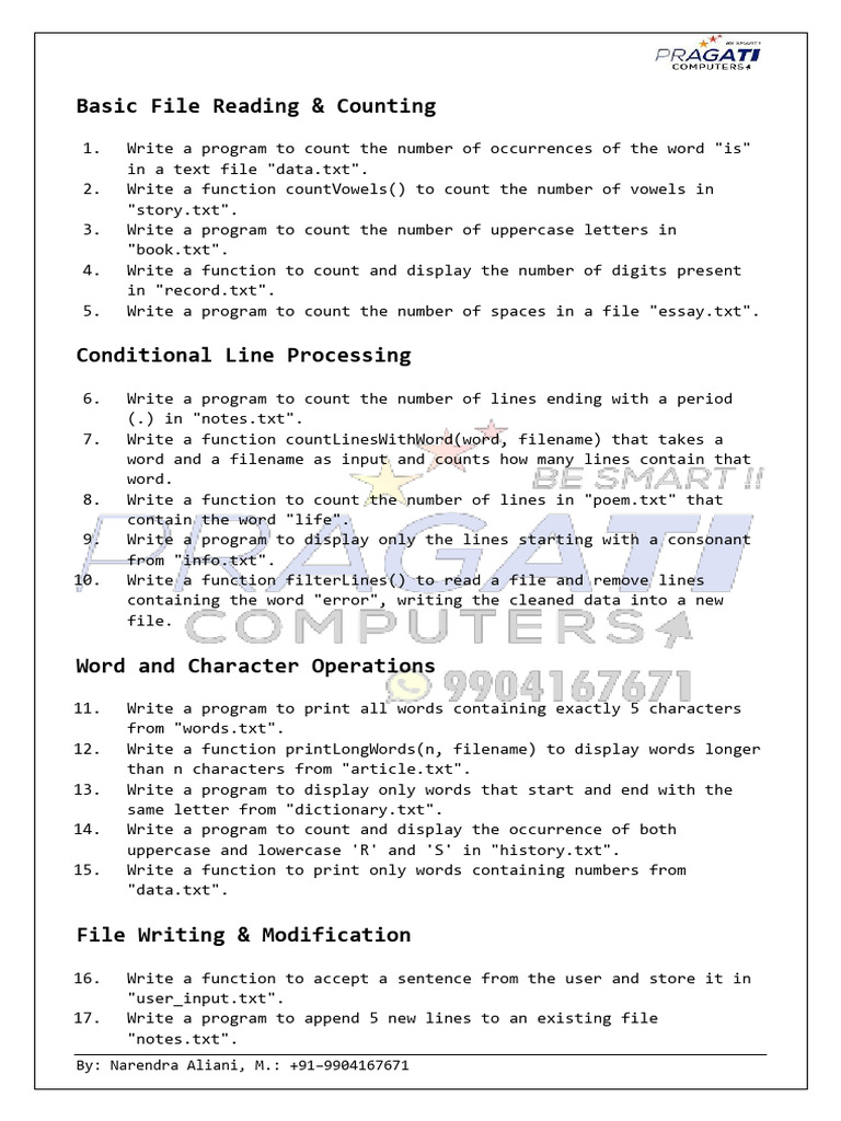 File Processing and Text Analysis Tasks | PDF | Text File | Filename