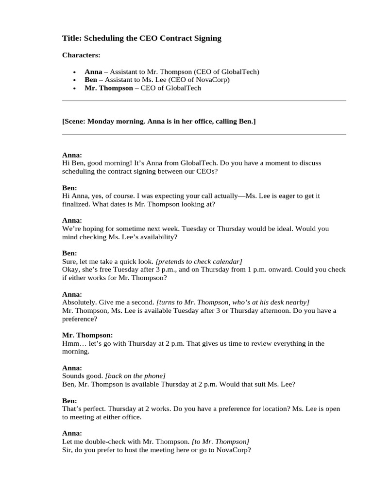 CEO Contract Signing Schedule | PDF
