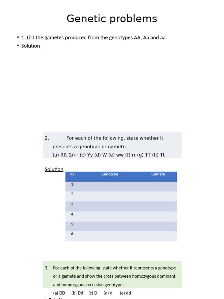 Genetic Problems | PDF | Genotype | Dominance (Genetics)