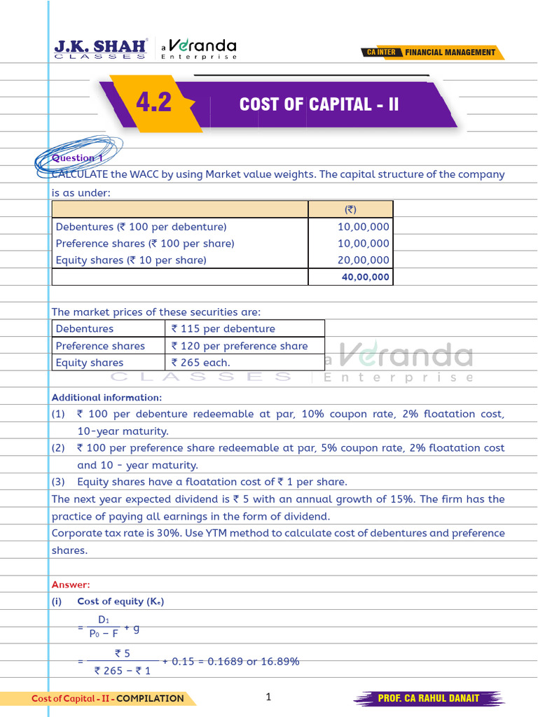WACC Calculation and Cost of Capital Analysis | PDF | Net Present Value ...