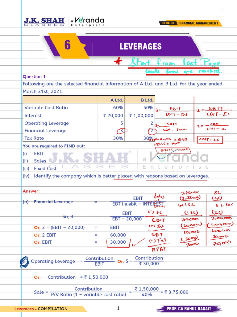 Leveraging Financial Analysis for Companies | PDF | Leverage (Finance ...