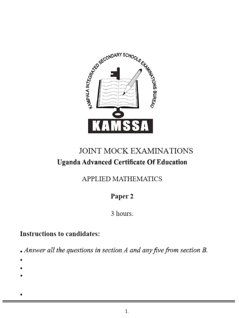 KAMSSA 2022 Applied Mathematics Paper 2 | PDF | Spearman's Rank ...
