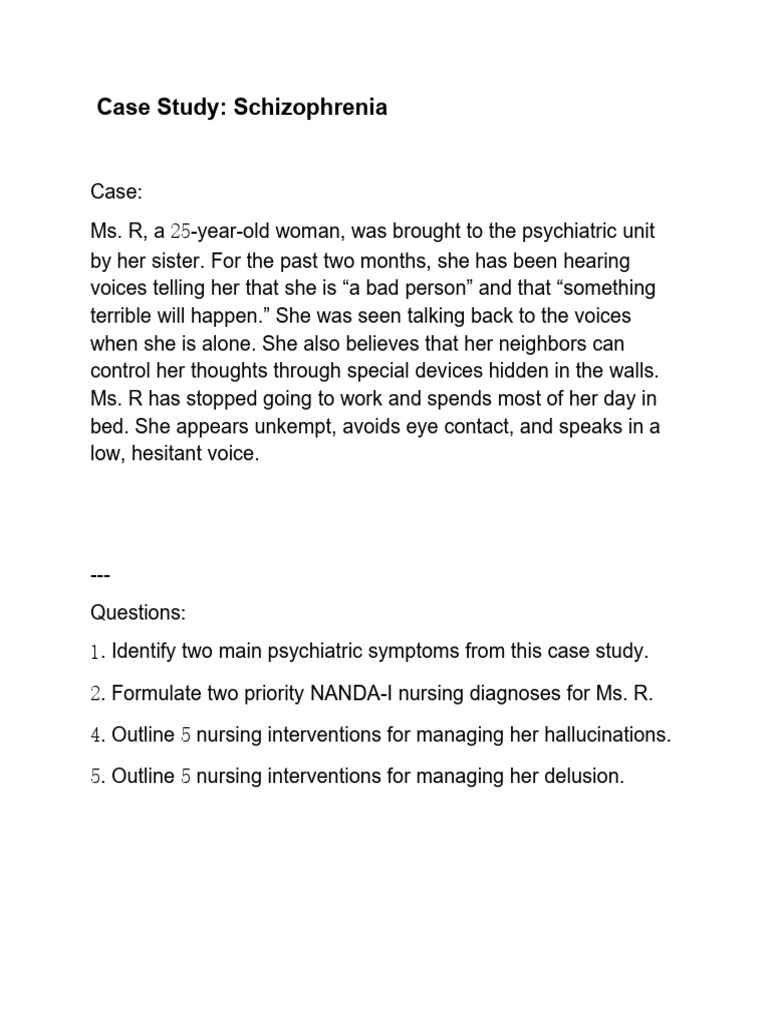Case Study On Schizophrenia | PDF