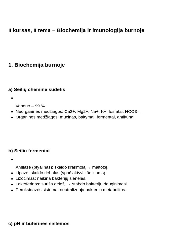 II Kursas, II Tema - Biochemija Ir Imunologija Burnoje PDF | PDF