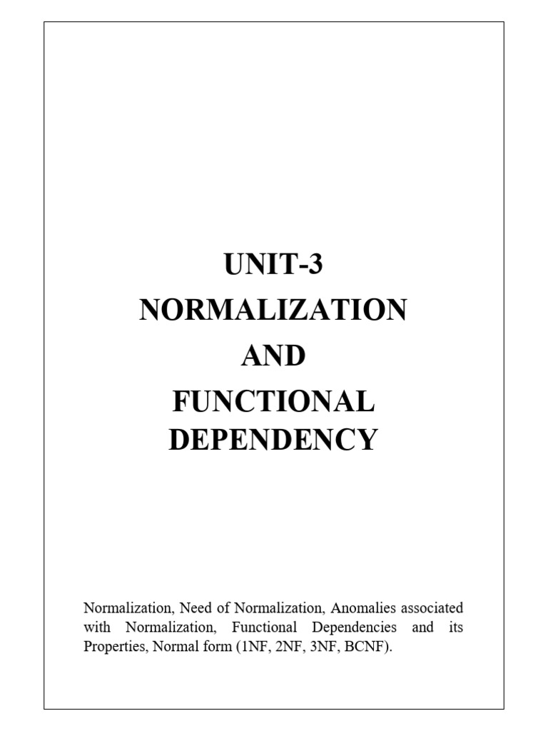 Normalization and Functional Dependency | PDF | Databases | Information ...