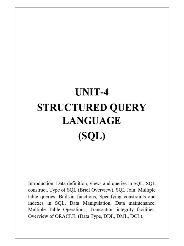 SQL Overview and Data Types | PDF | Sql | Database Index