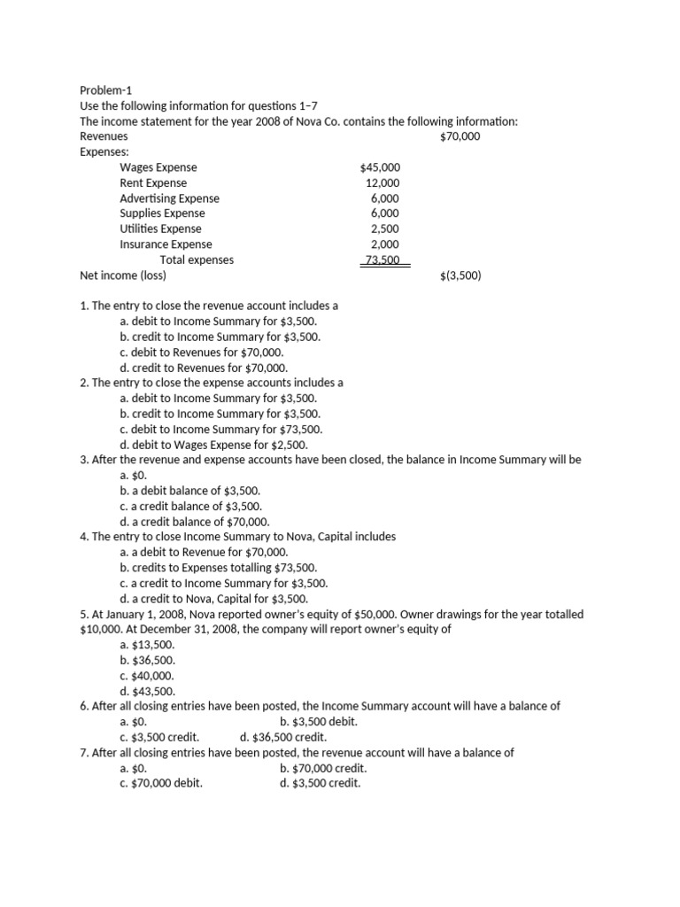 Nova Co. Income Statement Analysis | PDF | Debits And Credits | Bookkeeping