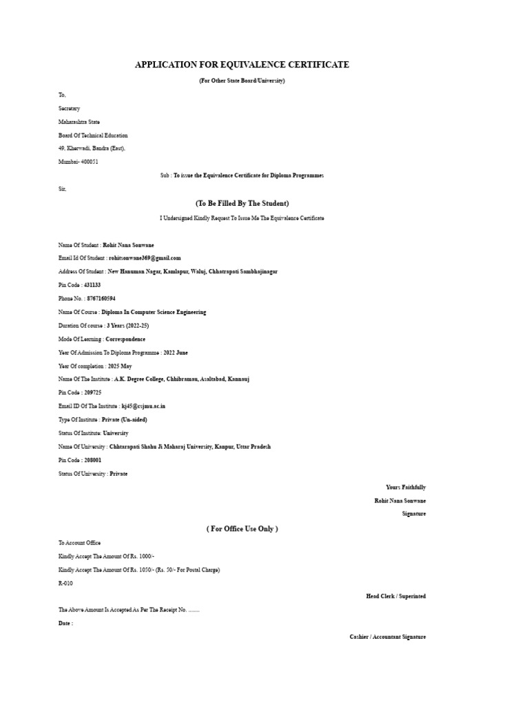 Application For Equivalence Certificate | PDF | Justice | Crime & Violence
