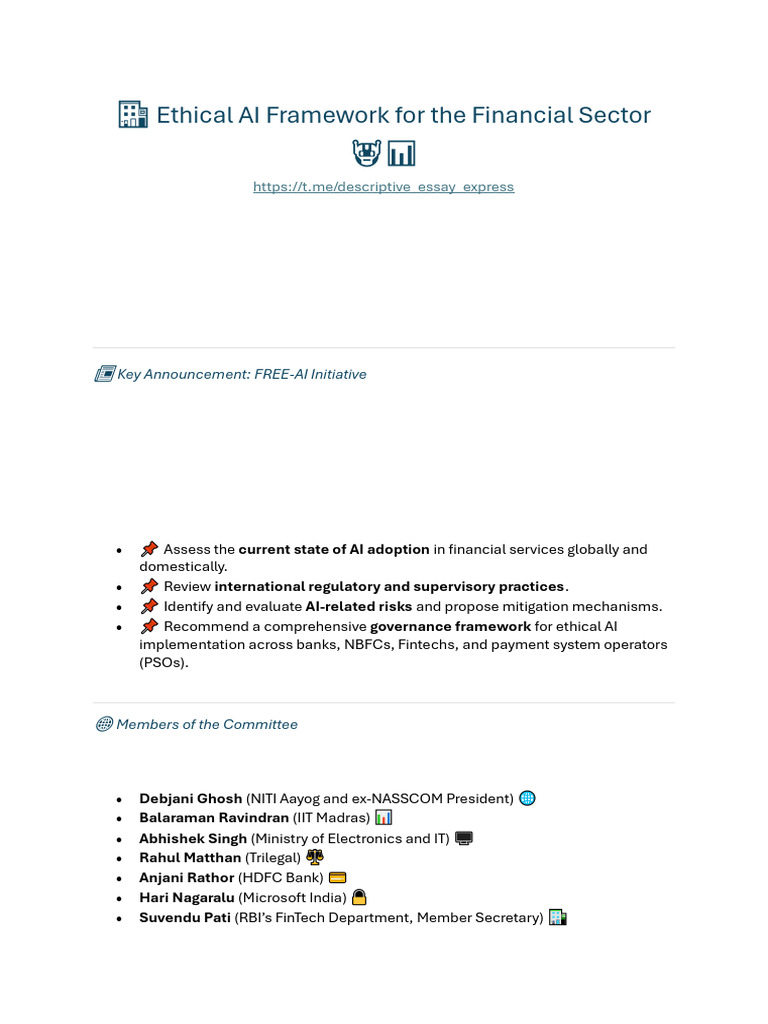 Ethical AI Framework for Finance | PDF | Artificial Intelligence ...