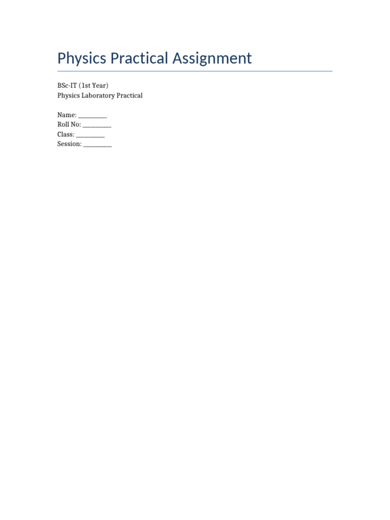 Physics Practical Experiments Overview | PDF