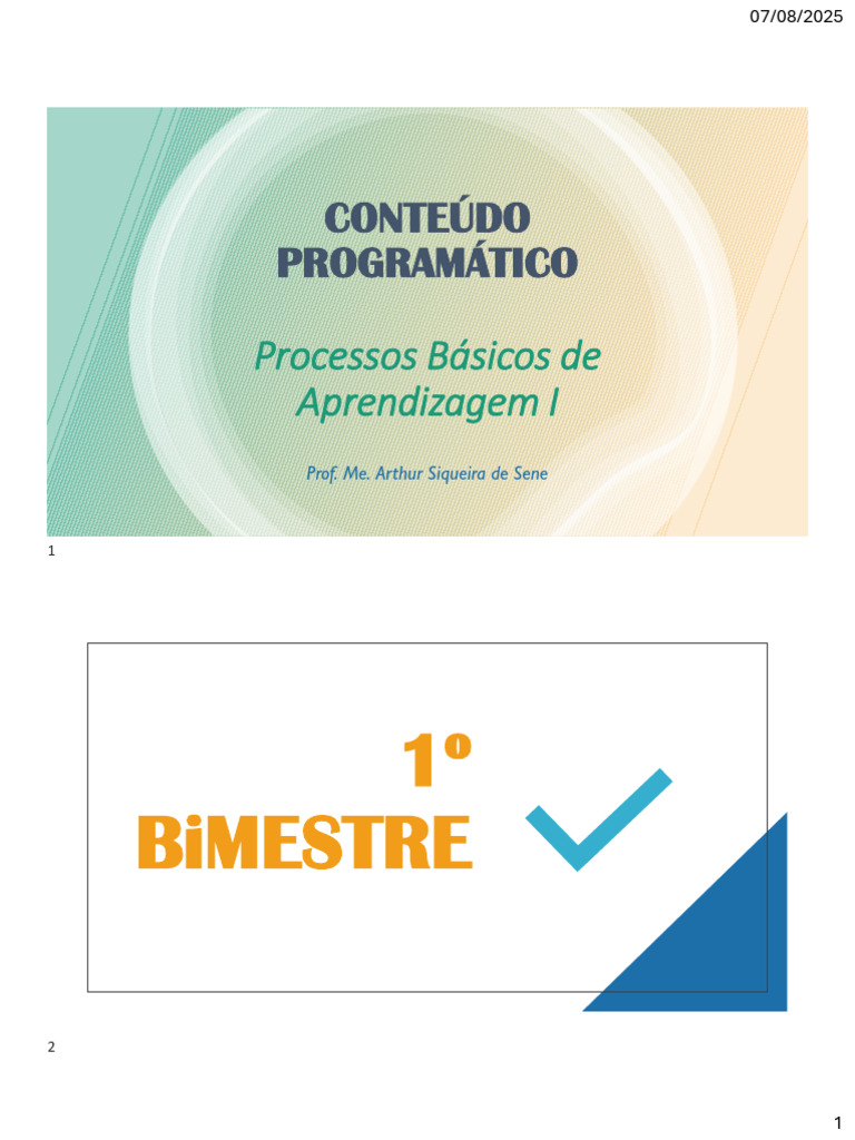 Apresentacao Do Conteudo Programatico-Processos de Aprendizagem | PDF ...
