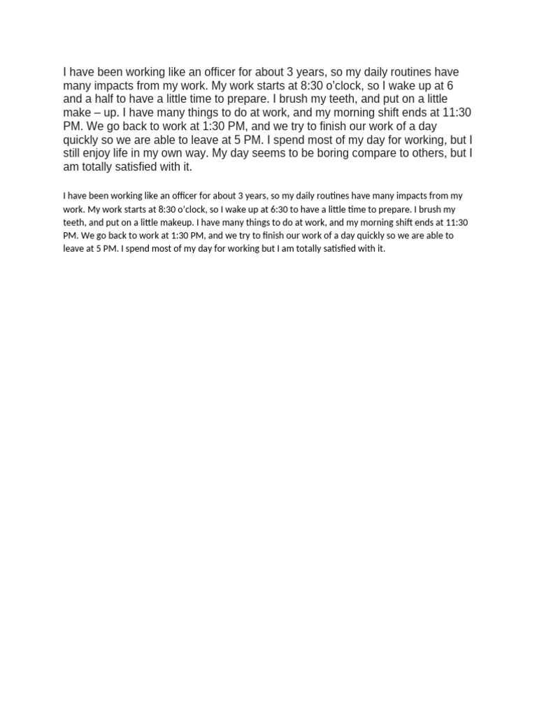 Daily Routine of a Dedicated Officer | PDF