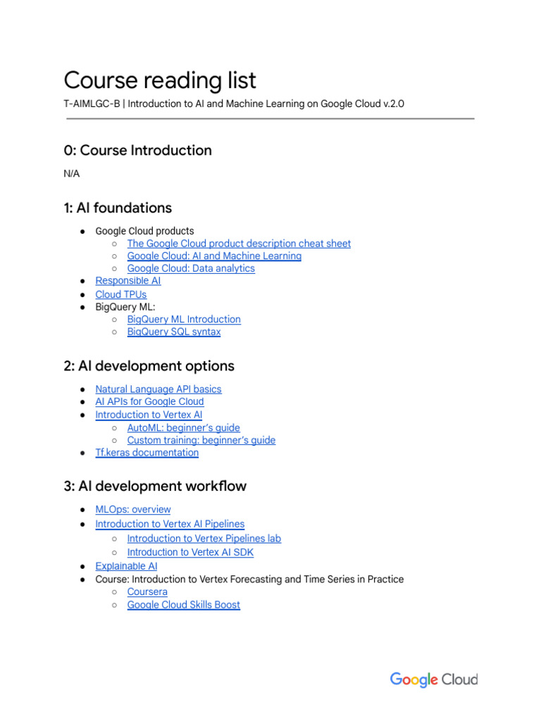Google Cloud AI & ML Course Overview | PDF