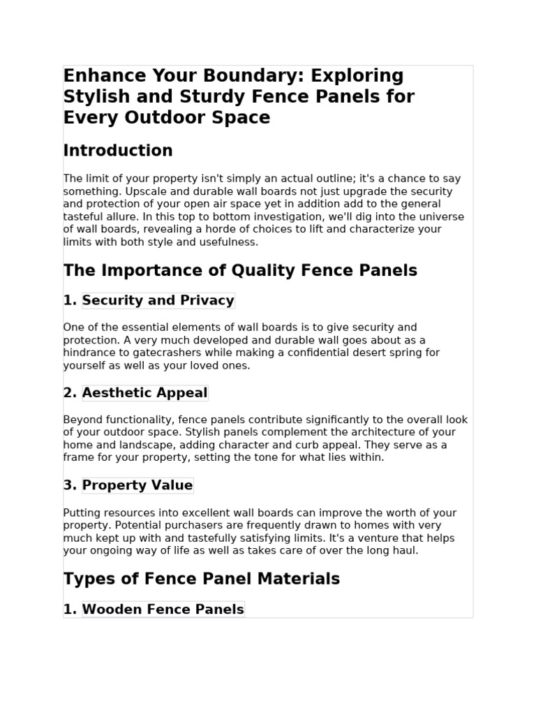 Stylish and Durable Fence Panel Guide | PDF | Fence | Wall