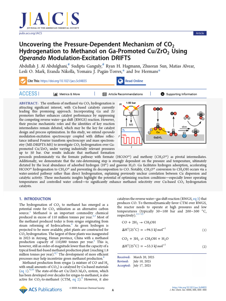 PdIn Nanoparticles for CO2 to Methanol | PDF | Catalysis | Carbon Dioxide