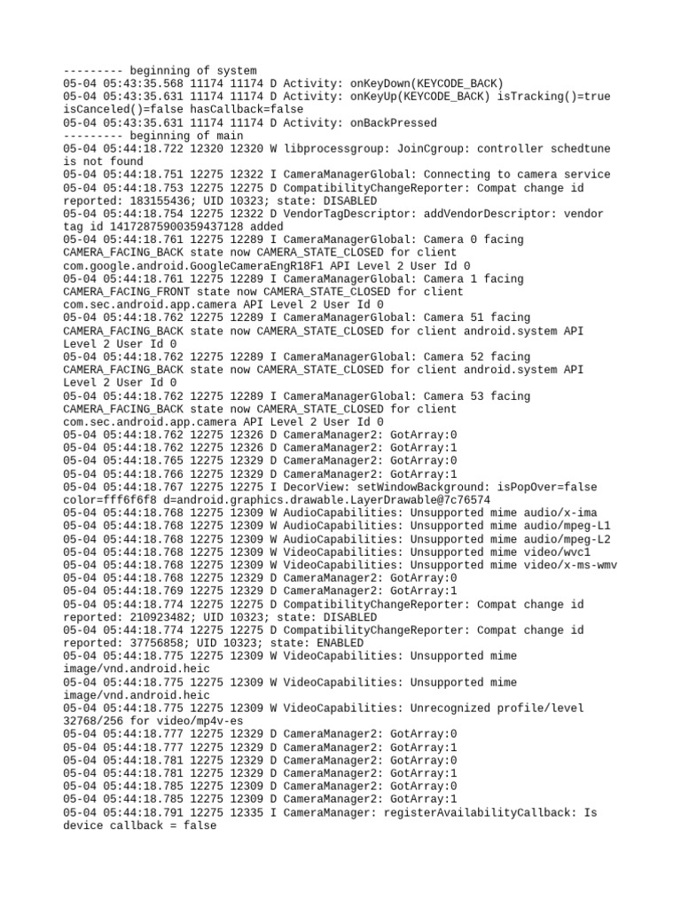 Camera Activity Log Analysis | PDF | Software Engineering | Operating ...