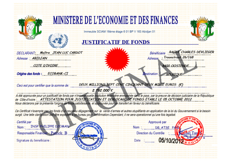 Justificatif de fonds : 2,75 M€ | PDF