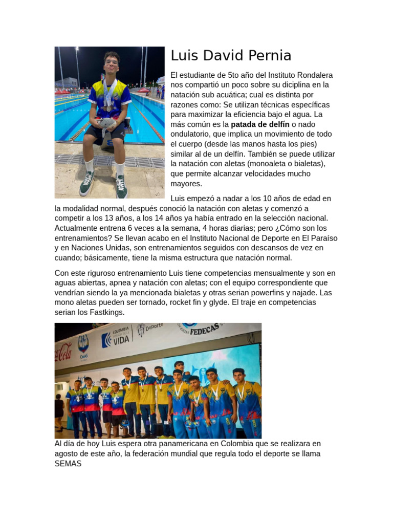 Luis David Pernia: Natación Subacuática | PDF