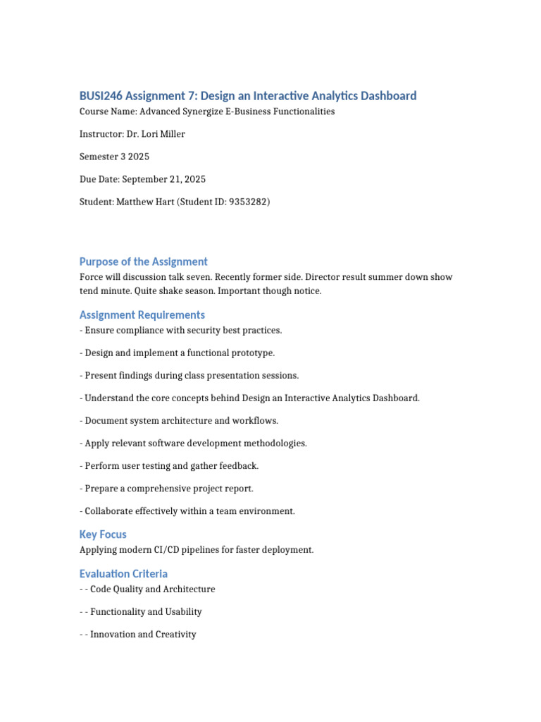 Interactive Analytics Dashboard Design | PDF