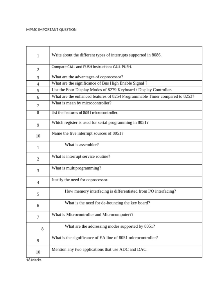 Key Questions on Microprocessors & Controllers | PDF | Microcontroller ...