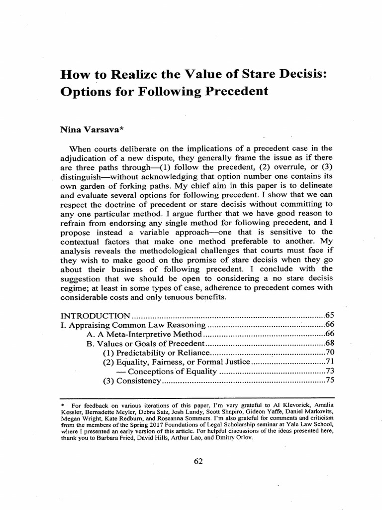 Options for Following Precedent Explained | PDF | Precedent | Justice