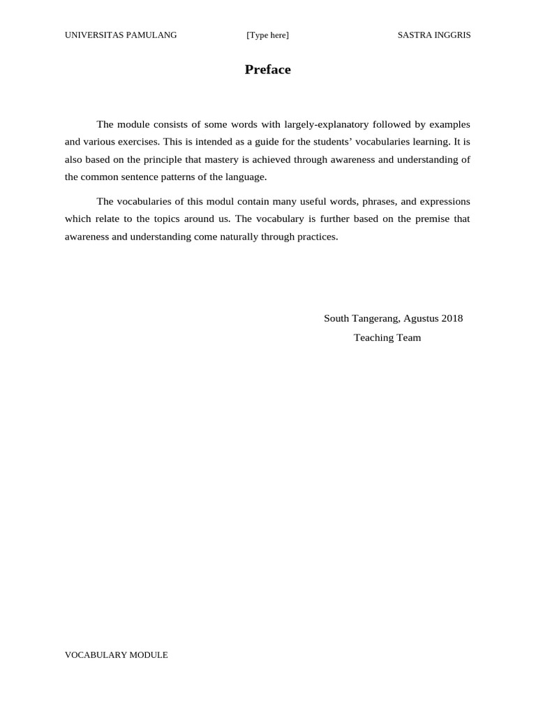 Preface of Vocab | PDF