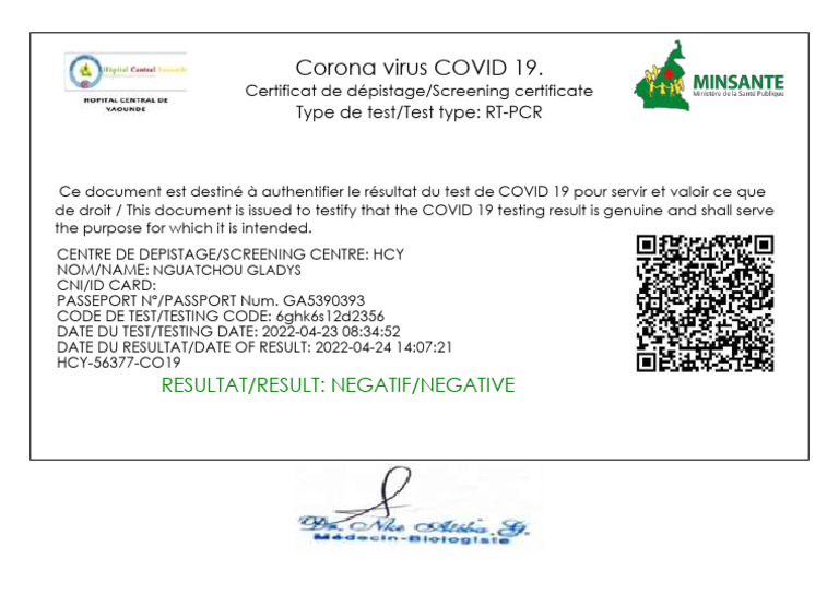 COVID-19 RT-PCR Test Certificate | PDF